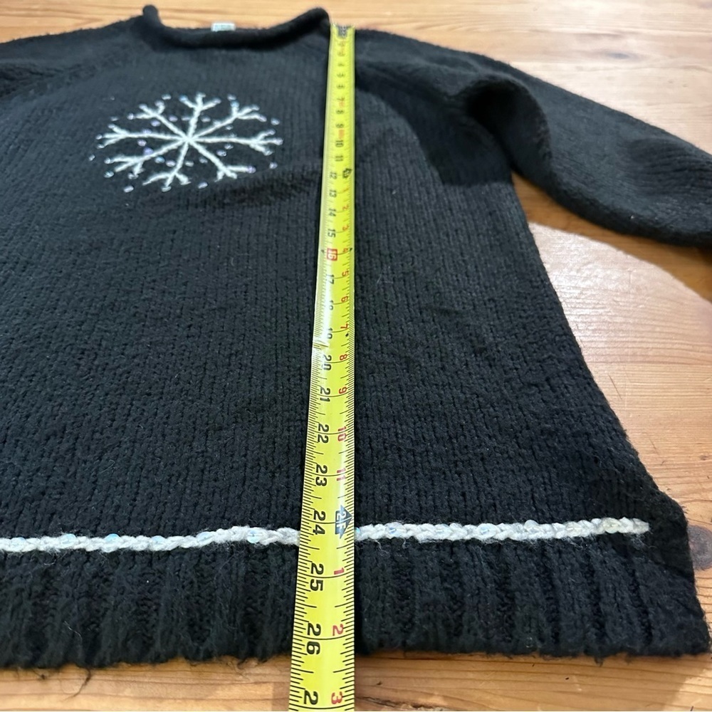 Vintage Quacker Factory Black Snowflake Sweater S/M Winter Holiday Knit - Picture 6 of 8